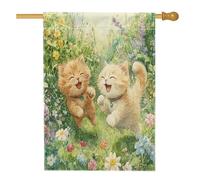 Drapeaux de maison de chats persans, 71,1 x 101,6 cm, double face, fleurs mignonnes pour l'avant, cour, arrière-cour, drapeaux verticaux pour la maison, les chatons, les animaux domestiques