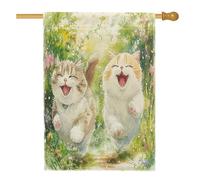 Drapeaux de maison de chats persans à poils courts de printemps 71,1 x 101,6 cm double face, fleurs florales mignonnes standard en toile de jute pour maison, drapeaux de jardin pour animaux de