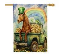 Drapeaux de maison de cheval de la Saint-Patrick 71,1 x 101,6 cm double face pour extérieur, ferme, camion, animal, toile verticale standard, drapeaux de maison, drapeaux de maison, décoration de