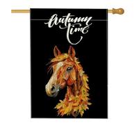 Drapeaux de maison de chevaux d'automne 71,1 x 101,6 cm double face, feuille d'automne art avant cour, arrière-cour, drapeaux verticaux pour la maison, drapeaux en toile de jute pour animaux de