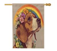 Drapeaux de maison de chien Beagle de printemps 71,1 x 101,6 cm double face pour extérieur, beau et esthétique, lin floral vertical, drapeau imprimé pour la maison, le devant de la cour