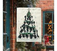 Drapeaux de maison de chien Border Collie pour sapin de Noël, 71,1 x 101,6 cm, double face pour extérieur, flocons de neige de Noël, chiot, toile verticale standard, décoration amusante pour enfant