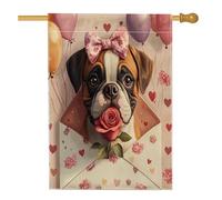 Drapeaux de maison de chien Boxer de Saint-Valentin 71 x 101,6 cm double face pour extérieur, lettres d'amour, chiot en toile verticale standard, drapeaux de maison, amant, décoration de cour