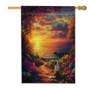 Drapeaux de maison de chien de printemps Bretagne 71,1 x 101,6 cm double face, paysage marin floral standard en toile de jute pour maison, drapeaux de jardin pour animaux de compagnie, décoration