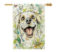 Drapeaux de maison de chien de printemps Bretagne 71,1 x 101,6 cm double face pour décoration, fleurs de dessin animé, drapeaux de maison en toile de jute pour animaux de compagnie, drapeaux