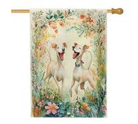 Drapeaux de maison de chien de printemps Whippet 71,1 x 101,6 cm double face pour décoration, jolies fleurs florales avant cour, drapeaux de maison, drapeaux de décoration de jardin pour animaux de