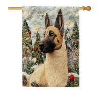 Drapeaux de maison de chien malinois belge de Noël 71,1 x 101,6 cm double face pour l'extérieur, arbre de Noël fantaisie en toile verticale, drapeaux de maison, drapeau imprimé pour animaux de