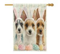 Drapeaux de maison de chien Russell Terrier de printemps de Pâques 71 x 101,6 cm double face pour l'extérieur, jolis œufs amusants chiots en toile verticale standard, drapeau imprimé funky pour animal