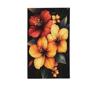 Drapeaux de maison de cour à fleurs rouges, oranges et jaunes, 91 x 152 cm, bannière de vœux avec œillets pour décoration d'intérieur ou d'extérieur