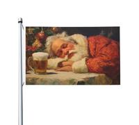 Drapeaux de maison de cour avec œillets pour décoration intérieure ou extérieure - 91 x 152 cm - Père Noël est endormi sur la table