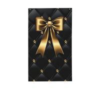 Drapeaux de maison de cour avec nœud en ruban doré et grille de diamant, 9 x 152 cm, bannière de vœux avec œillets, décoration d'intérieur et d'extérieur