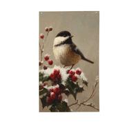 Drapeaux de maison de cour Oiseau sur une branche de houx, 9,1 x 1,5 m, bannière de vœux avec œillets, décoration d'intérieur et d'extérieur