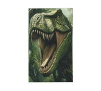 Drapeaux de maison de cour vert de jungle rugissante de dinosaure, bannière de vœux avec œillets, décoration d'intérieur et d'extérieur