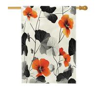Drapeaux de maison de fleurs de capucine de printemps 71,1 x 101,6 cm double face pour l'extérieur, simple et mignon, plante florale standard, drapeau vertical en toile pour la maison, drapeau