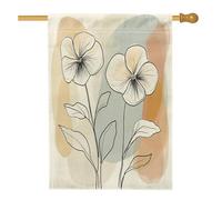 Drapeaux de maison de fleurs de pensée printanière, 71,1 x 101,6 cm, double face pour extérieur, motif floral rétro du milieu du siècle, drapeau vertical en toile de lin pour la maison, drapeau