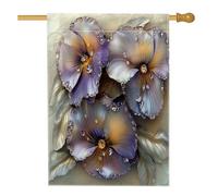 Drapeaux de maison de fleurs de pensée printanière 71,1 x 101,6 cm double face pour extérieur, style 3D de luxe, drapeau vertical standard en toile, drapeau imprimé cool et moderne pour cour avant