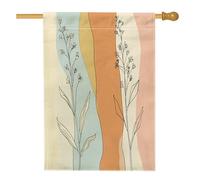 Drapeaux de maison de fleurs de printemps 71 x 101,6 cm double face pour l'extérieur, motif floral rétro du milieu du siècle standard, drapeau vertical en toile pour la maison, drapeau amusant et
