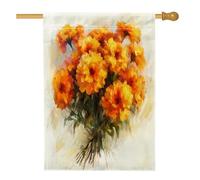 Drapeaux de maison de fleurs de soucis de printemps 71,1 x 101,6 cm double face pour l'extérieur, motif floral aquarelle plante verticale standard en toile pour maison, drapeau botanique avant cour