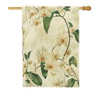 Drapeaux de maison de fleurs d'orchidée Phalaenopsis de printemps 71,1 x 101,6 cm pour extérieur, fleurs sauvages vintage, drapeaux verticaux standard en lin, esthétiques pour cour avant et arrière