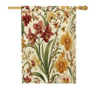 Drapeaux de maison de fleurs d'orchidées printanières 71 x 101,6 cm double face pour extérieur, fleurs sauvages vintage, drapeau vertical standard en toile pour la maison, esthétique avant cour