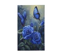 Drapeaux de maison de jardin avec papillons et roses bleues, 9,5 x 1,5 m, bannière de vœux avec œillets pour décoration d'intérieur ou d'extérieur