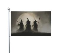 Drapeaux de maison de jardin avec trois sorcières pleine lune 0,9 x 1,5 m avec œillets pour décoration intérieure ou extérieure