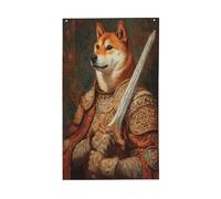 Drapeaux de maison de jardin Dog In Armor - 9,5 x 1,5 m - Bannière de vœux avec œillets - Décoration d'intérieur ou d'extérieur