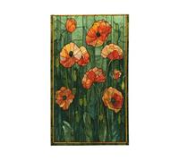 Drapeaux de maison de jardin en vitrail de coquelicots, bannière de vœux de saison avec œillets pour décoration d'intérieur et d'extérieur