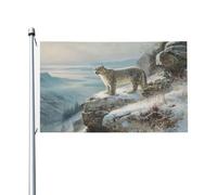 Drapeaux de maison de jardin léopard des neiges sur une montagne - 9,1 x 1,5 m - Bannière de vœux avec œillets - Décoration d'intérieur ou d'extérieur