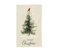 Drapeaux de maison de jardin « Merry Christmas Tree Red Bird » - 91 x 152 cm - Bannière de vœux avec œillets - Décoration d'intérieur ou d'extérieur