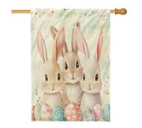 Drapeaux de maison de lapin de printemps de Pâques 71,1 x 101,6 cm double face pour l'extérieur, jolis œufs amusants, animal standard, drapeau vertical en toile pour la maison, drapeau bizarre funky