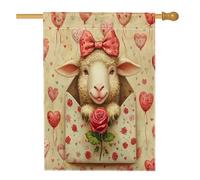 Drapeaux de maison de moutons pour la Saint-Valentin, 71 x 101,6 cm, double face pour l'extérieur, lettres d'amour, amoureux des animaux, drapeaux verticaux standard en toile pour la maison, les