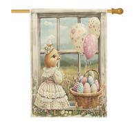 Drapeaux de maison de poulet de Pâques de printemps 71,1 x 101,6 cm double face pour l'extérieur, Victoria Country Chick standard en toile verticale pour maison, ferme, avant cour, arrière-cour