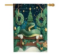 Drapeaux de maison de serpent de Noël 71,1 x 101,6 cm double face pour extérieur, drapeaux verticaux en toile de lin forêt pour la maison, drapeau imprimé animal avant cour arrière