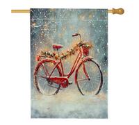 Drapeaux de maison de vélo « Merry Christmas » - 71,1 x 101,6 cm - Double face pour l'extérieur, la neige, le vélo - Toile verticale standard - Décoration de maison, vacances, Nouvel An, cour