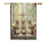 Drapeaux de maison d'écureuil de printemps 71,1 x 101,6 cm double face pour extérieur, fenêtre, plante en pot, animal en pot, drapeau vertical standard, drapeau de maison, drapeau imprimé paysage
