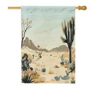 Drapeaux de maison des déserts printaniers 71,1 x 101,6 cm double face, plante de cactus tropicaux occidentaux, avant cour, arrière-cour, drapeaux verticaux, drapeaux de maison en toile de jute