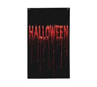 Drapeaux de maison d'Halloween avec mots sanglants, 9,5 x 1,5 m, bannière de vœux avec œillets, décoration d'intérieur et d'extérieur