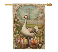 Drapeaux de maison d'oie de printemps de Pâques 71,1 x 101,6 cm double face pour extérieur, œufs de ferme, croix, volaille, toile verticale standard, drapeaux de maison, décoration vintage avant cour