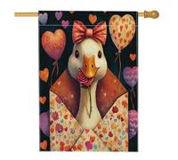 Drapeaux de maison d'oie de Saint-Valentin 71 x 101,6 cm double face pour l'extérieur, lettres d'amour, amoureux des animaux, drapeaux verticaux standard en toile pour la maison, les amoureux, les