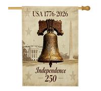 Drapeaux de maison du 4 juillet - 71 x 101 cm - Double face pour l'extérieur - 250 ans d'anniversaire des États-Unis - Drapeau vertical standard en toile pour la maison, les cloches de la liberté