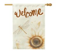 Drapeaux de maison en forme de libellules d'automne et de tournesol 71,1 x 101,6 cm pour l'extérieur, aquarelle, insectes, verticaux standard, en lin, simples et mignons, pour décoration extérieure
