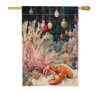 Drapeaux de maison en forme d'écrevisses de Noël - 71,1 x 101,6 cm - Double face pour l'extérieur - Amusant - Vie marine - Toile verticale standard - Pour la maison, les vacances, la plage, le devant