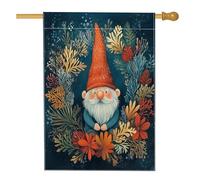 Drapeaux de maison en lin avec motif de nain de Noël - 71,1 x 101,6 cm - Pour l'extérieur, le corail de mer amusant - Drapeaux verticaux standard pour la maison, les vacances, le Nouvel An, la cour