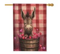 Drapeaux de maison en toile de jute à motif d'âne - 71,1 x 101,6 cm - Double face pour l'extérieur, la Saint-Valentin, la maison, le porche