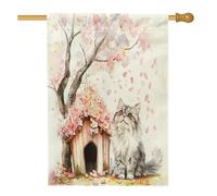 Drapeaux de maison en toile de jute avec chats persans, 71,1 x 101,6 cm, double face pour extérieur, drapeaux floraux amusants pour maison, maison, chaton, animal domestique, porche