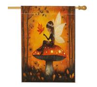 Drapeaux de maison esthétiques en forme de champignon d'automne - 71,1 x 101,6 cm - Double face pour l'extérieur - Feuille d'érable vintage d'automne - Toile verticale - Drapeau imprimé pour la maison