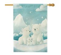 Drapeaux de maison familiale ours polaire d'hiver neige 71,1 x 101,6 cm pour l'extérieur, animaux de dessin animé amusant, drapeaux verticaux standard en lin pour maison, enfants bizarres pour l'avant