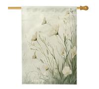 Drapeaux de maison Freesias de printemps 71,1 x 101,6 cm double face pour extérieur, fleurs de campagne art feuille lin vertical, drapeaux de maison, drapeau imprimé floral avant cour arrière-cour