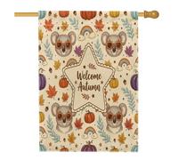 Drapeaux de maison koala d'automne 71 x 101,6 cm double face pour l'extérieur, automne sans couture amusant en toile verticale en lin pour la maison, les vacances avant la cour